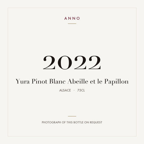 Yura Pinot Blanc Abeille et le Papillon 2022 0,75l from Alsace — ANNO vintage card; photograph of the actual bottle available on request