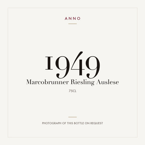 Marcobrunner Riesling Auslese 1949 0,75l — ANNO 年份卡；實際酒瓶照片可應要求提供