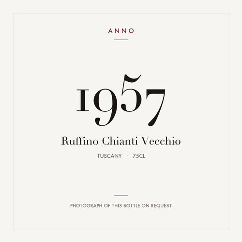 Ruffino Chianti Vecchio 1957 0,75l from Tuscany — ANNO vintage card; photograph of the actual bottle available on request