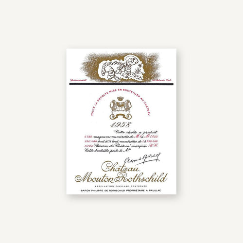 Chateau Mouton Rothschild Pauillac 1958 AOC 0,75l — wijnetiket, illustratieve afbeelding