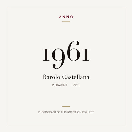 Barolo Castellana 1961 0,72l, Piemonte — ANNO-årgangskort; foto af den faktiske flaske på forespørgsel