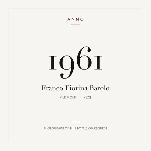 Franco Fiorina Barolo 1961 0,72l, Piemonte — ANNO-årgangskort; foto af den faktiske flaske på forespørgsel