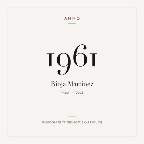 Rioja Martinez 1961 0,72l, Rioja — ANNO-årgangskort; foto af den faktiske flaske på forespørgsel