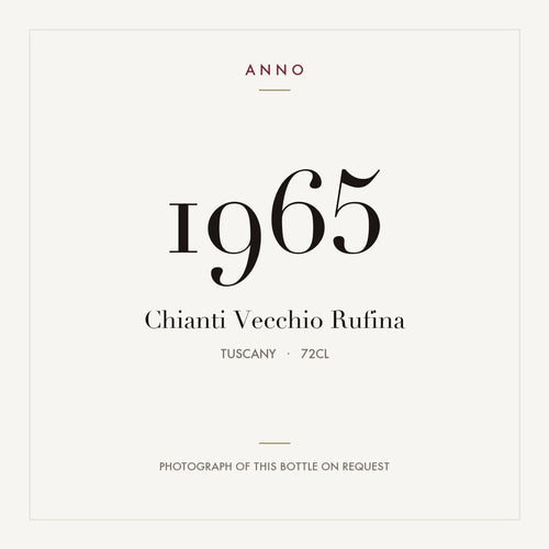 Chianti Vecchio Rufina 1965 0,72l, トスカーナ — ANNOヴィンテージカード。実際のボトルの写真はご要望に応じてご用意します
