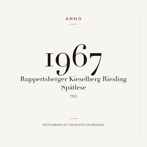 Ruppertsberger Kieselberg Riesling Spatlese 1967 0,75l — ANNO vintage card; photograph of the actual bottle available on request