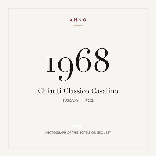 Chianti Classico Casalino 1968 0,72l, Toskana — ANNO-Jahrgangskarte; Foto der tatsächlichen Flasche auf Anfrage