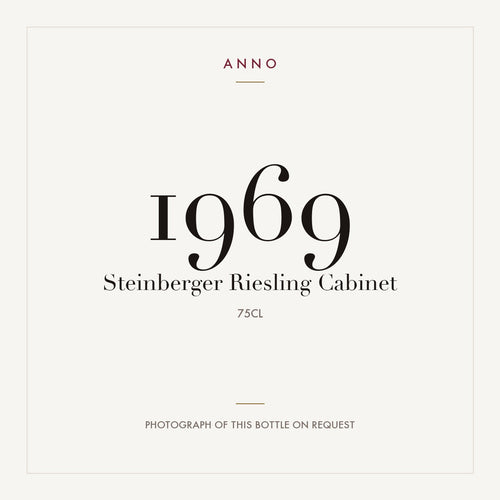 Steinberger Riesling Cabinet 1969 0,75l — card dell'annata ANNO; foto della bottiglia reale disponibile su richiesta