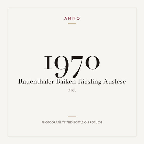 Rauenthaler Baiken Riesling Auslese 1970 0,75l — ANNOヴィンテージカード。実際のボトルの写真はご要望に応じてご用意します