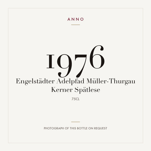Engelstadter Adelpfad Muller-Thurgau Kerner Spatlese 1976 0,75l — ANNO-jaargangkaart; foto van de echte fles op aanvraag
