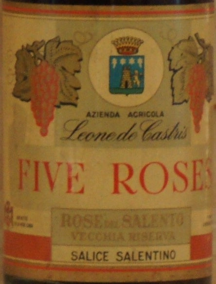 Leone de Castris Five Roses — wine label, illustrative image