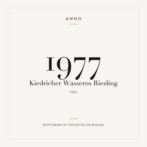 Kiedricher Wasseros Riesling 1977 0,75l — карточка урожая ANNO; фото настоящей бутылки по запросу