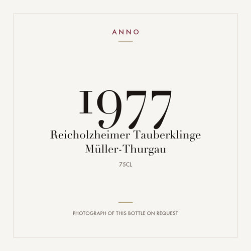 Reicholzheimer Tauberklinge Muller-Thurgau 1977 0,75l — ANNO-Jahrgangskarte; Foto der tatsächlichen Flasche auf Anfrage