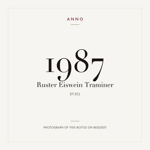 Ruster Eiswein Traminer 1987 0,375l — ANNO vintage card; photograph of the actual bottle available on request