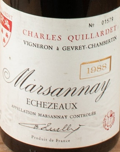 Charles Quillardet Marsannay Echezeaux 1988 AOC — wine label