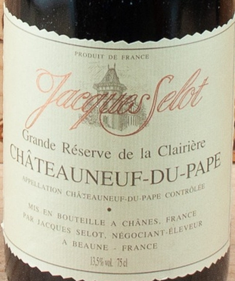 Jacques Selot Chateauneuf-du-Pape Grande Reserve de la Clairiere 1989 AOC — wine label