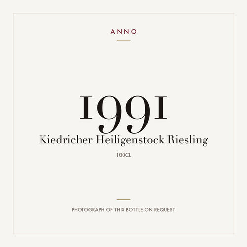 Kiedricher Heiligenstock Riesling 1991 1l — card dell'annata ANNO; foto della bottiglia reale disponibile su richiesta
