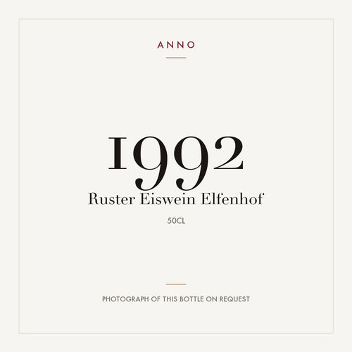 Elfenhof Rust Ruster Eiswein 1992 0,5l — ANNO vintage card; photograph of the actual bottle available on request