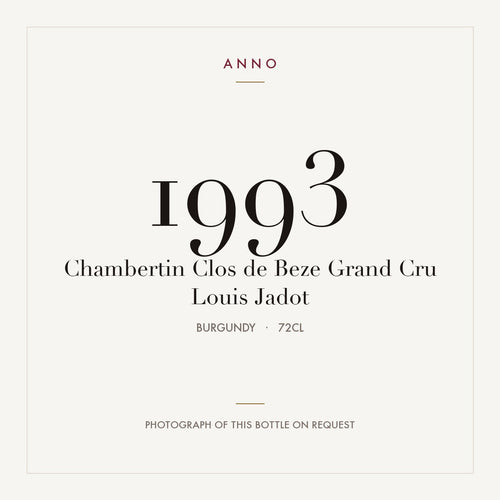 Louis Jadot Chambertin-Clos de Beze Grand Cru 1993 AOC 0,72l — ANNO-årgangskort; foto af den faktiske flaske på forespørgsel