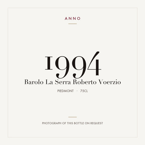 Roberto Voerzio Barolo La Serra 1994 DOCG 0,75l — ANNO-Jahrgangskarte; Foto der tatsächlichen Flasche auf Anfrage