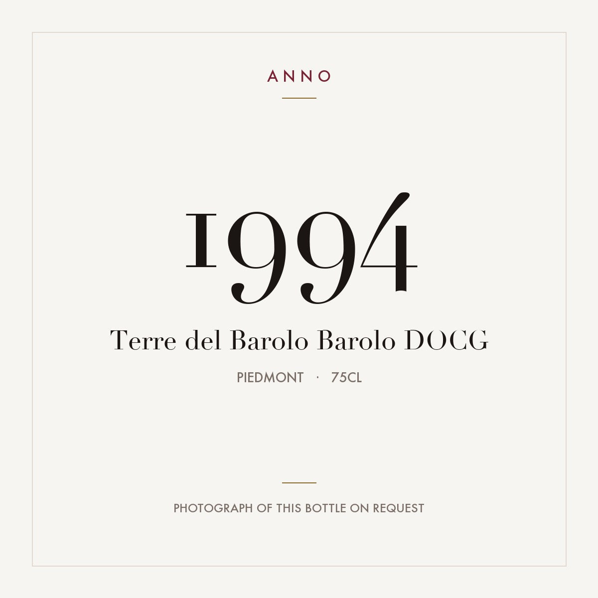 Terre del Barolo Barolo 1994 DOCG 0,75l, ピエモンテ — ANNOヴィンテージカード。実際のボトルの写真はご要望に応じてご用意します
