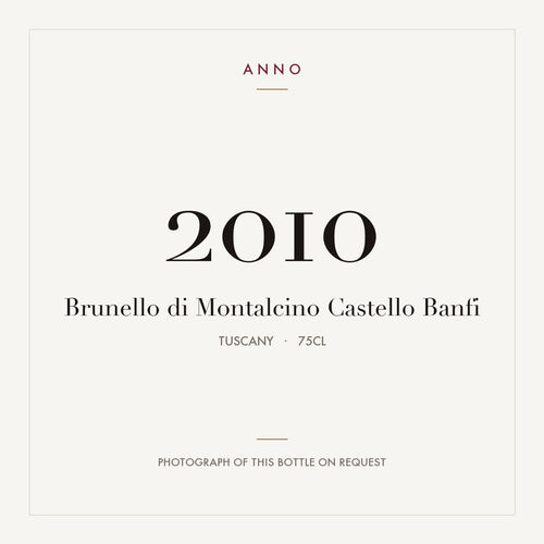 Castello Banfi Brunello di Montalcino 2010 DOCG 0,75l — ANNO vintage card; photograph of the actual bottle available on request