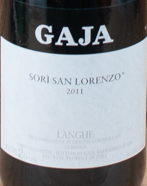 Gaja Langhe Nebbiolo Sori San Lorenzo 2011 DOC — wine label