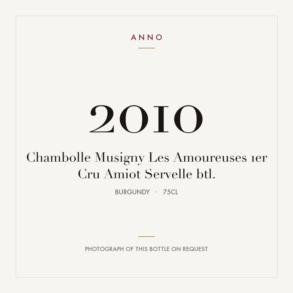 Amiot-Servelle Chambolle-Musigny Premier Cru Les Amoureuses 2010 AOC 0,75l