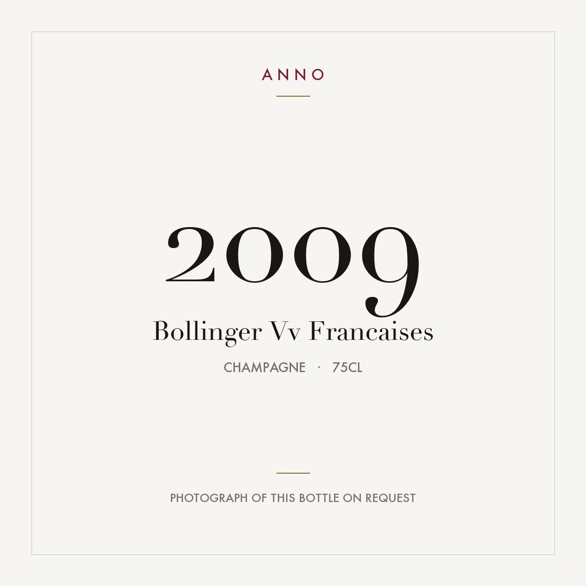 Bollinger Vv Francaises 2009 0,75l