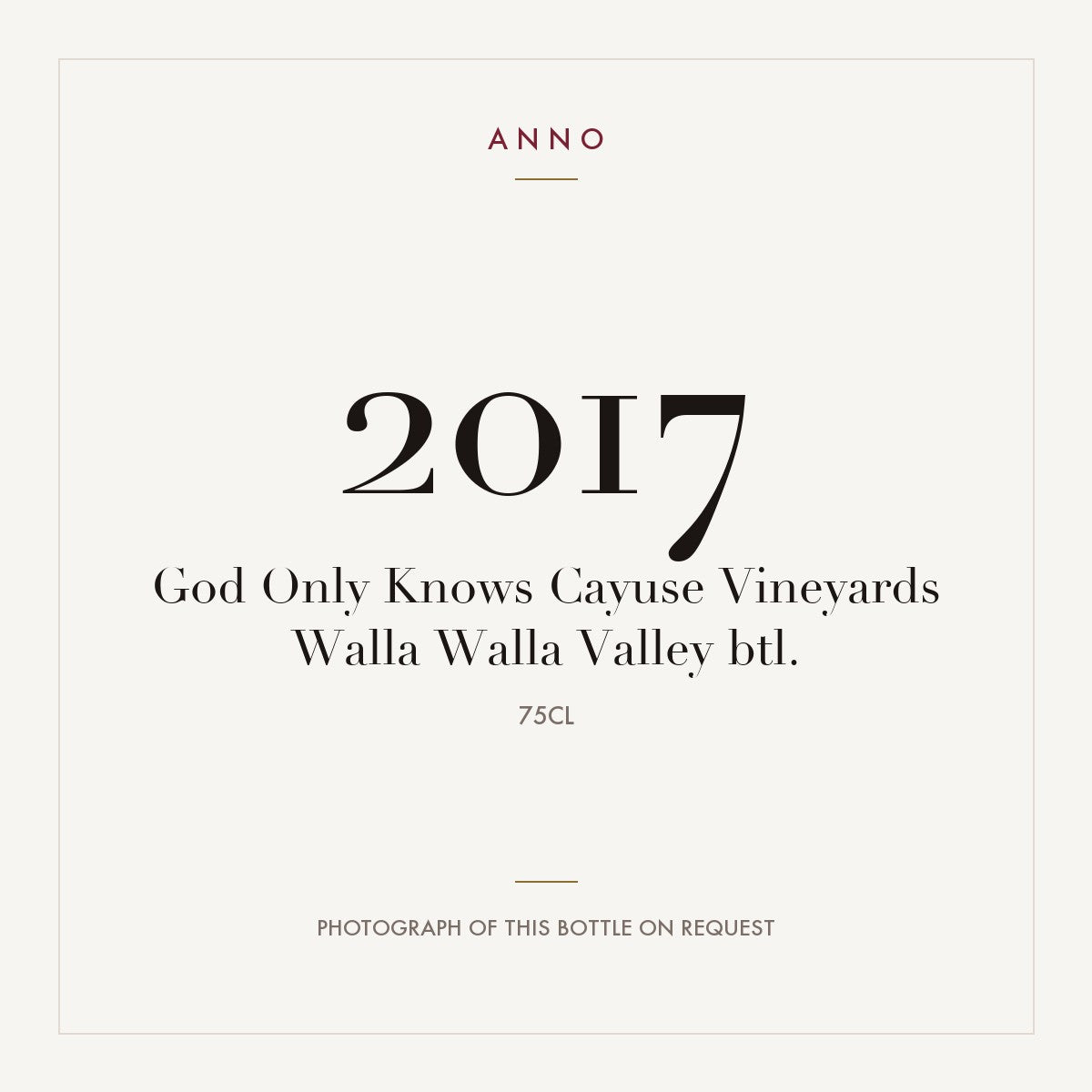 Cayuse Vineyards God Only Knows Walla Walla Valley 2017 0,75l