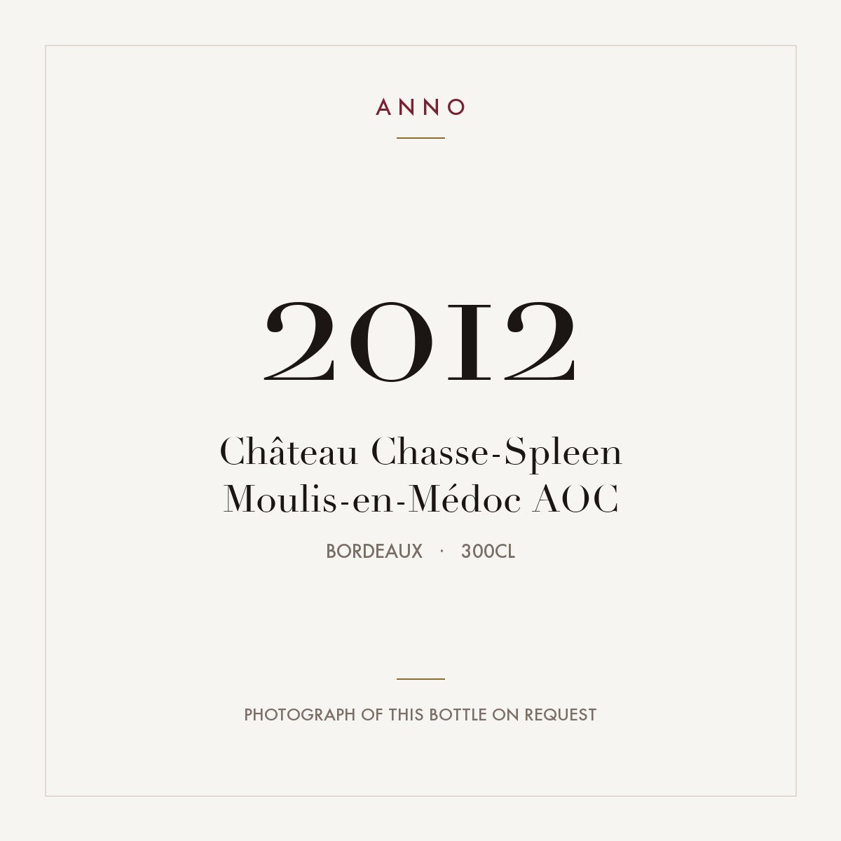 Chateau Chasse-Spleen Moulis-en-Medoc 2012 AOC 3l