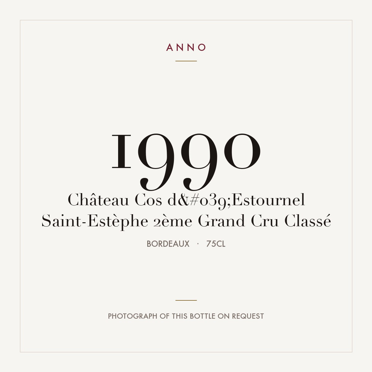 Chateau Cos d'Estournel Saint-Estephe 1990 AOC 0,75l