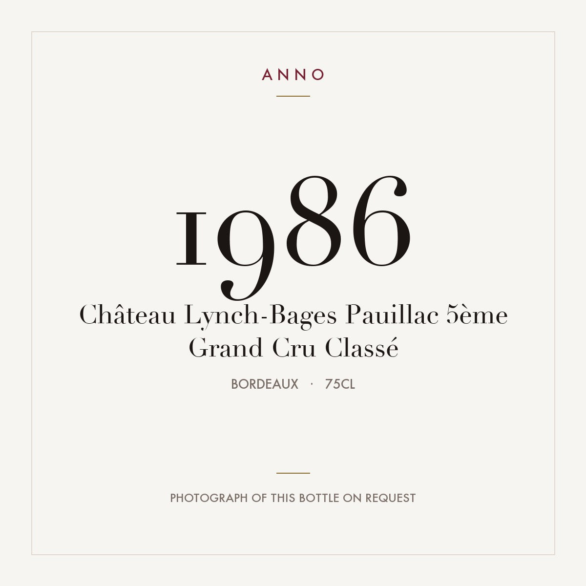 Chateau Lynch-Bages Pauillac 1986 AOC 0,75l
