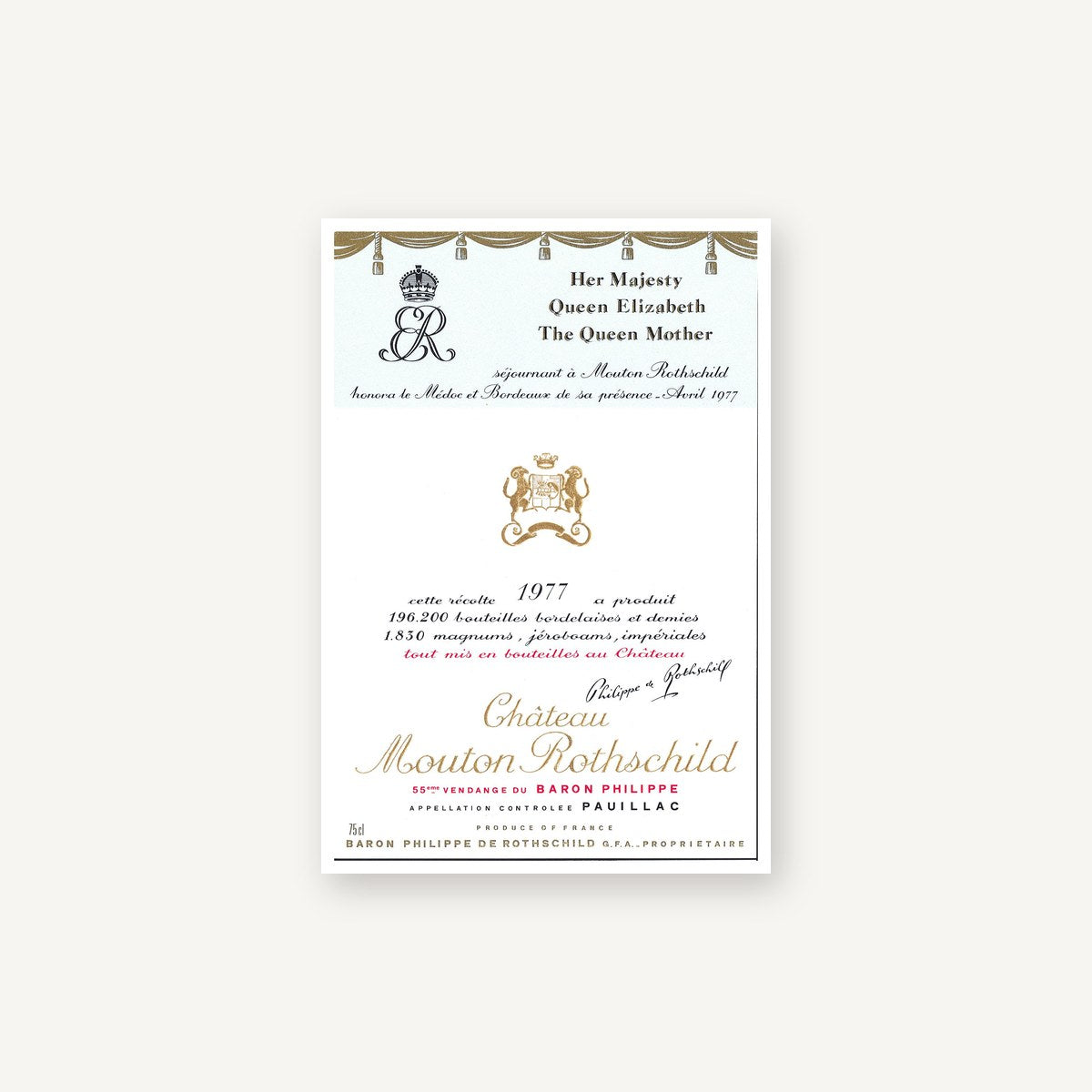 Chateau Mouton Rothschild Pauillac 1977 AOC 0,75l