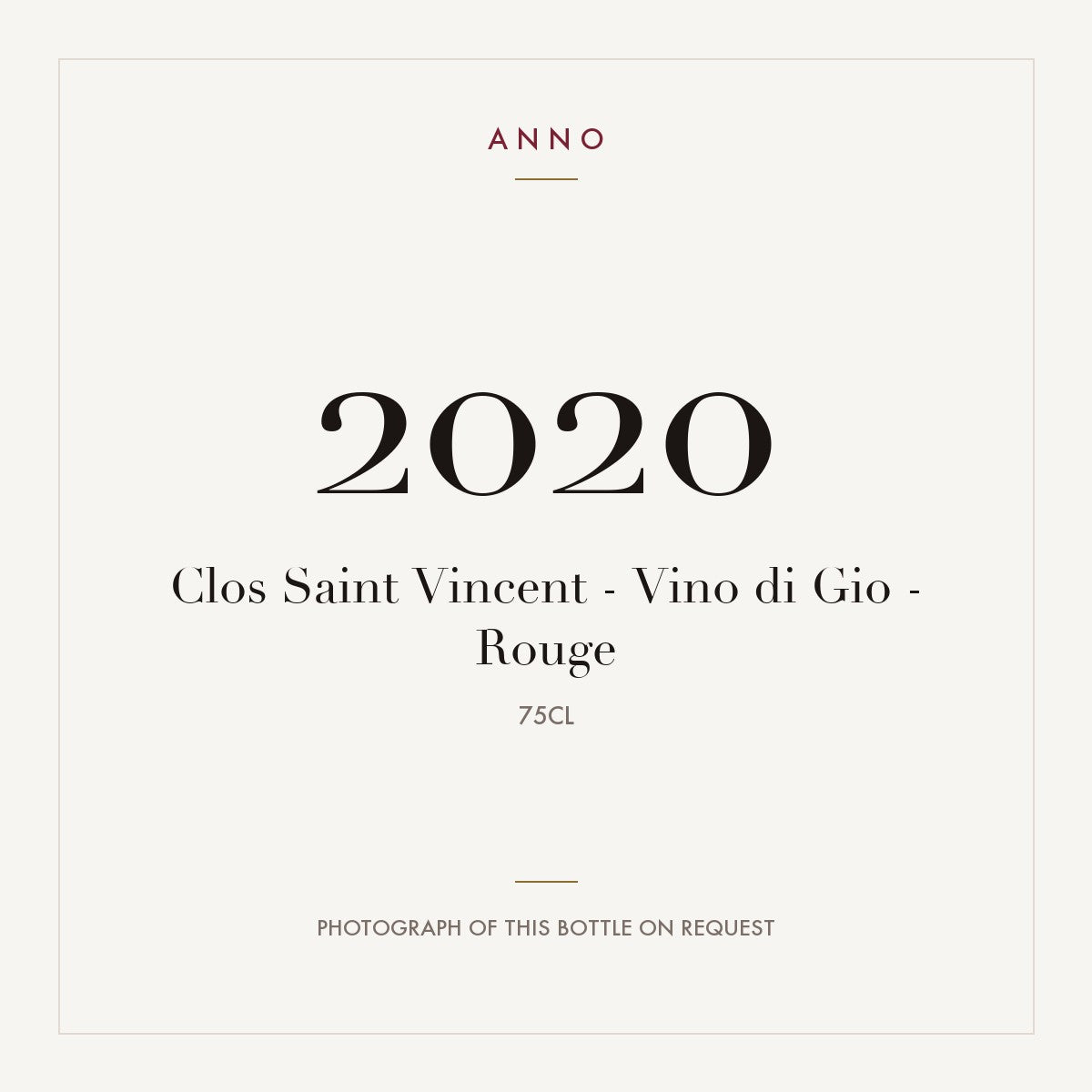 Clos Saint Vincent - Vino di Gio - Rouge 2020 0,75l