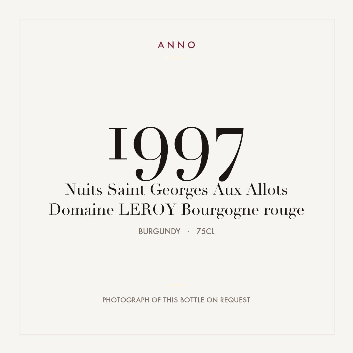 Domaine Leroy Nuits-Saint-Georges Aux Allots 1997 AOC 0,75l
