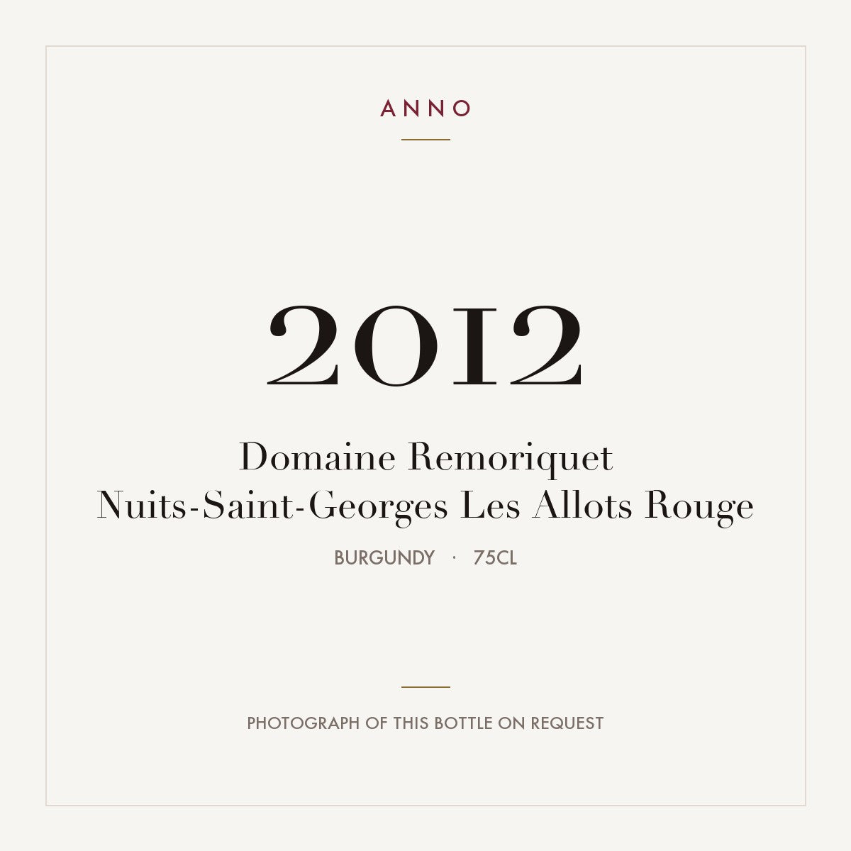 Domaine Remoriquet Nuits-Saint-Georges Les Allots 2012 AOC 0,75l