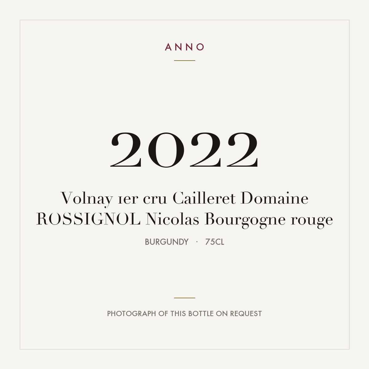 Domaine Rossignol Nicolas Volnay Premier Cru Cailleret 2022 AOC 0,75l