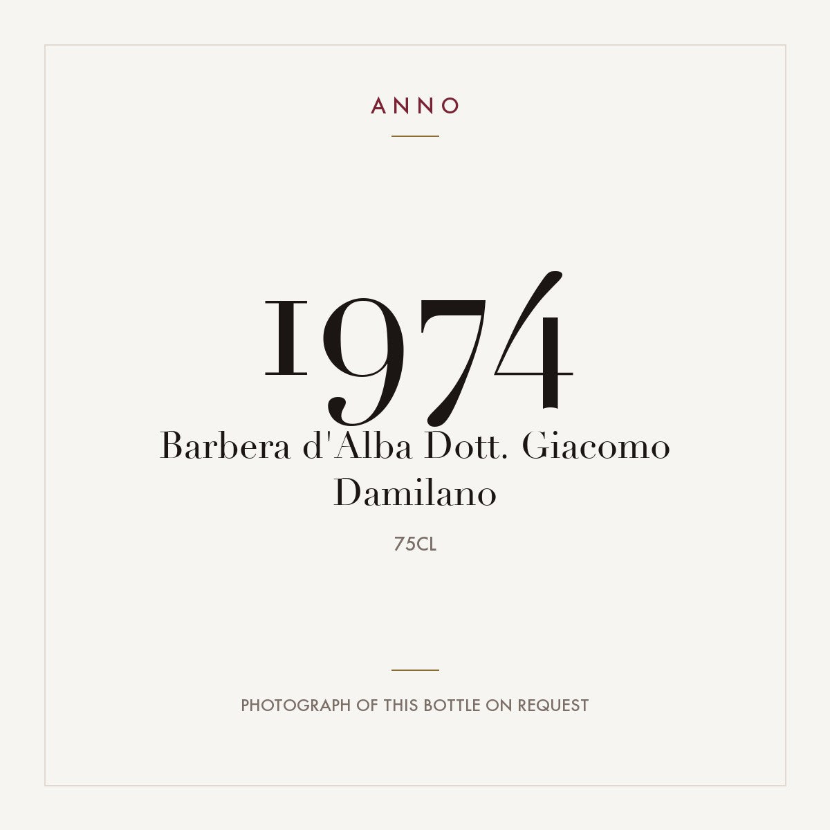 Dott. Giacomo Damilano Barbera d'Alba 1974 DOC 0,75l