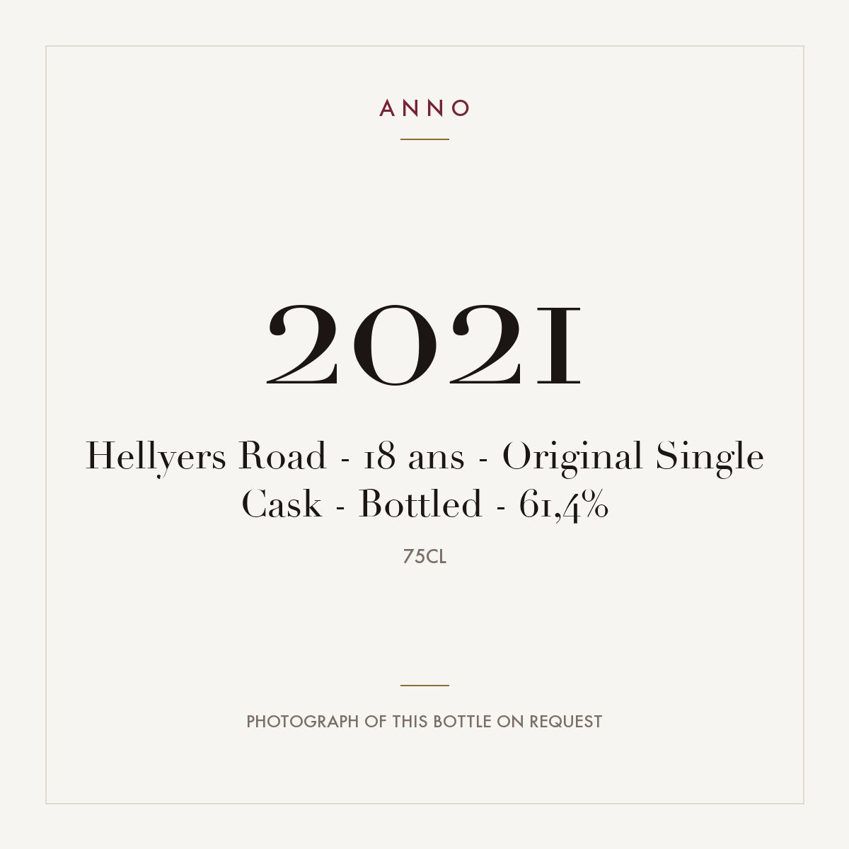 Hellyers Road Original Single Cask 18 ans 2021 0,75l