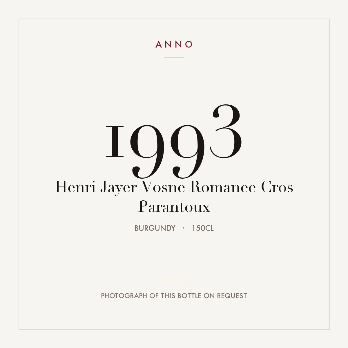 Henri Jayer Vosne Romanee Cros Parantoux 1993 1,5l