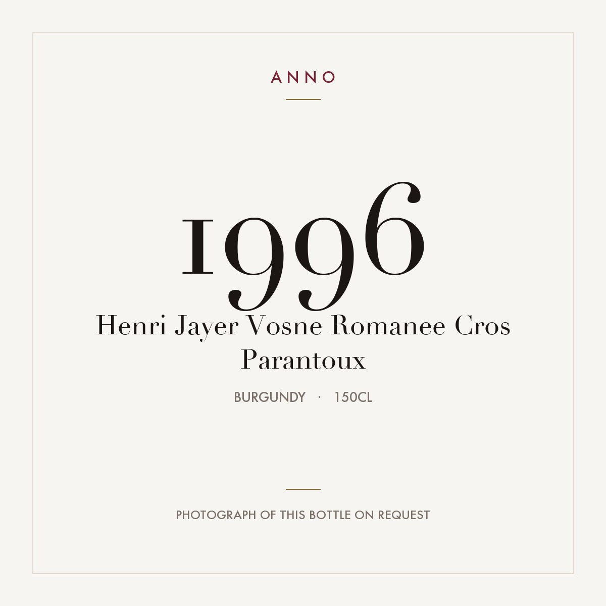 Henri Jayer Vosne Romanee Cros Parantoux 1996 1,5l