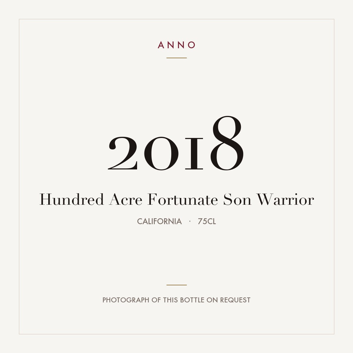 Hundred Acre Fortunate Son Warrior 2018 0,75l
