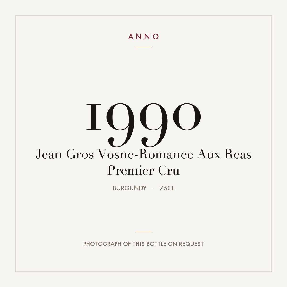 Jean Gros Vosne-Romanee Premier Cru Aux Reas 1990 AOC 0,75l