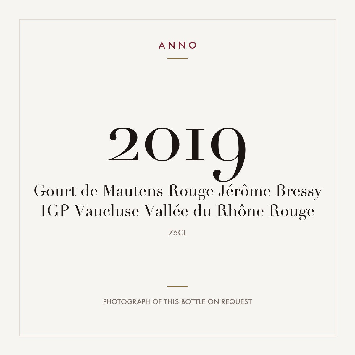 Jerome Bressy Vaucluse Gourt de Mautens Rouge 2019 IGP 0,75l