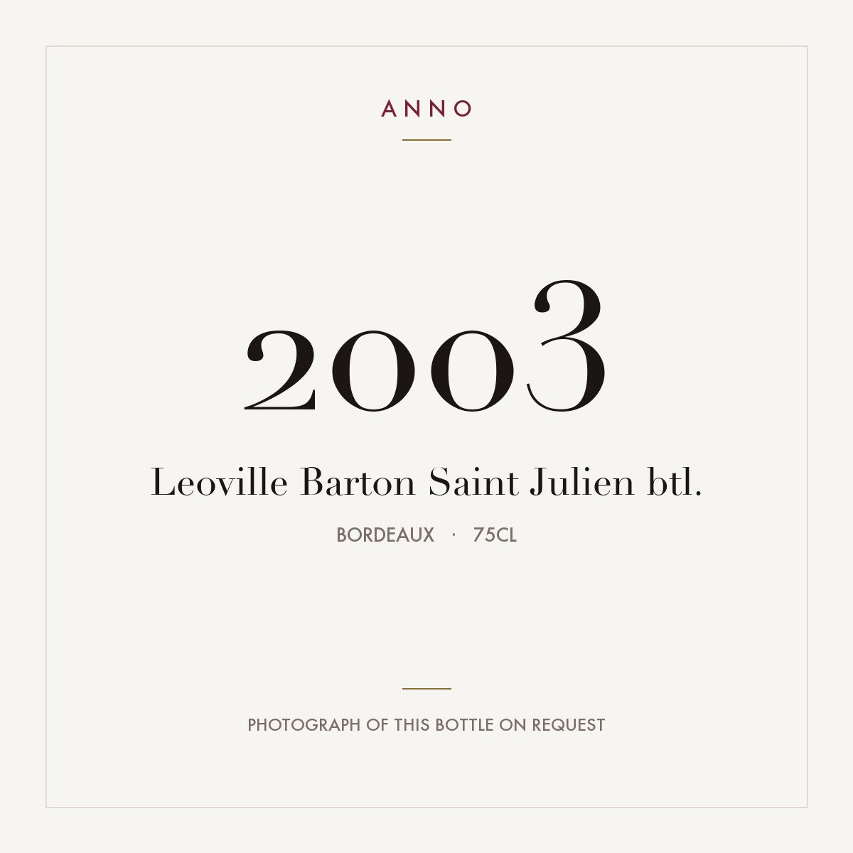 Leoville Barton Saint-Julien 2003 AOC 0,75l