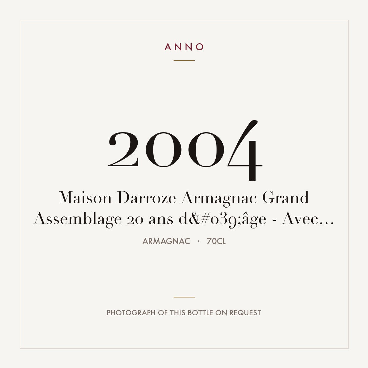 Maison Darroze Grand Assemblage 20 ans d'age Armagnac 2004 0,7l
