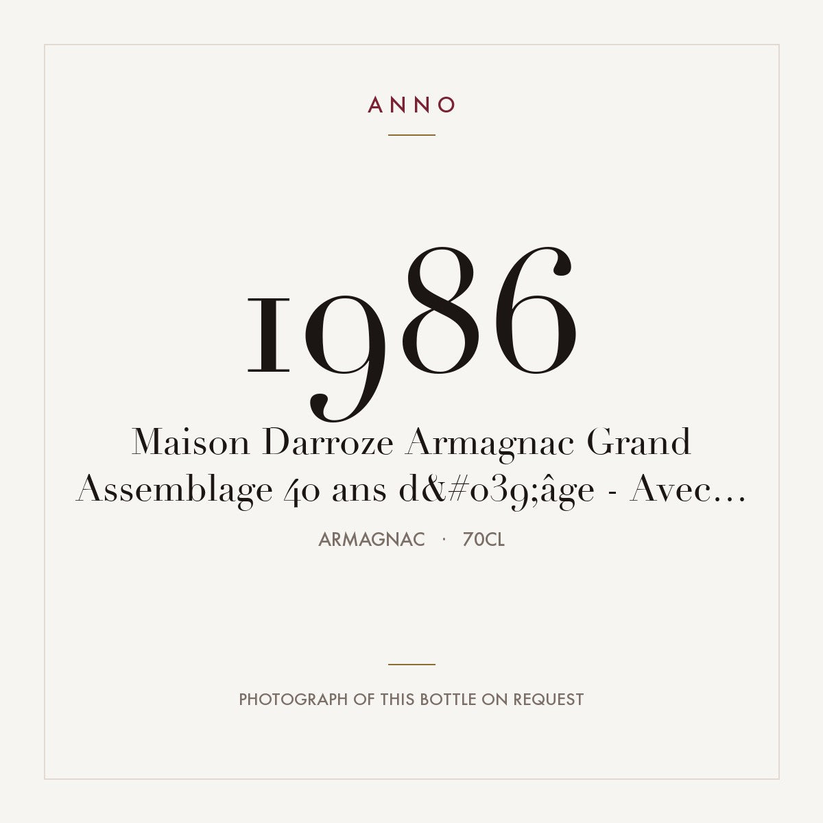 Maison Darroze Grand Assemblage 40 ans d'age Armagnac 1986 0,7l