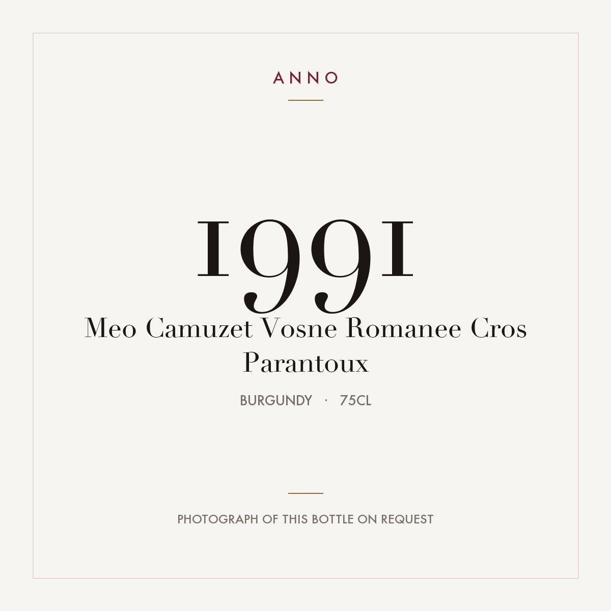 Me o-Camuzet Vosne-Romanee Cros Parantoux 1991 AOC 0,75l