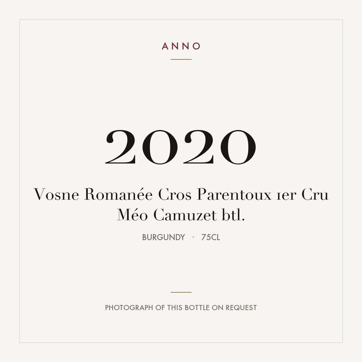 Meo-Camuzet Vosne-Romanee Premier Cru Cros Parantoux 2020 AOC 0,75l