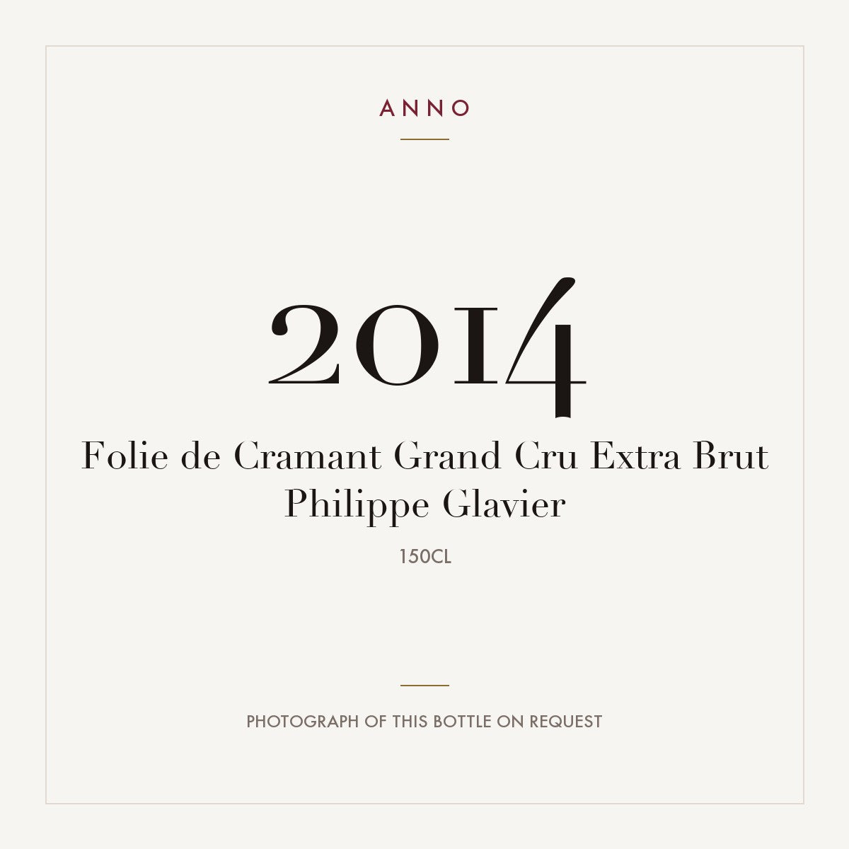Philippe Glavier Folie de Cramant Extra Brut Champagne Grand Cru 2014 AOC 1,5l